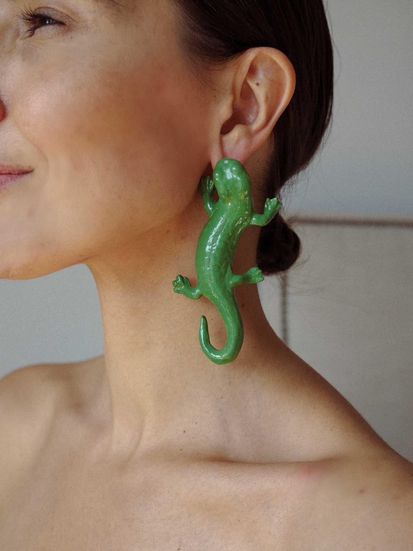 Pendientes Salamandra verde