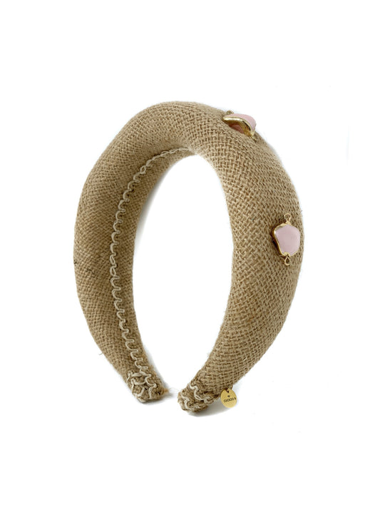 Audrey headband pink pearls