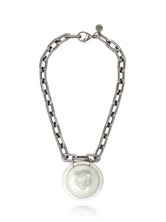Cleo medallion necklace white